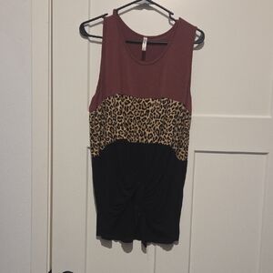 Women's Burgundy Leopard Print Tank Top